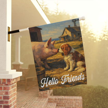 Personalized Cavalier Farm Pig Garden Flag