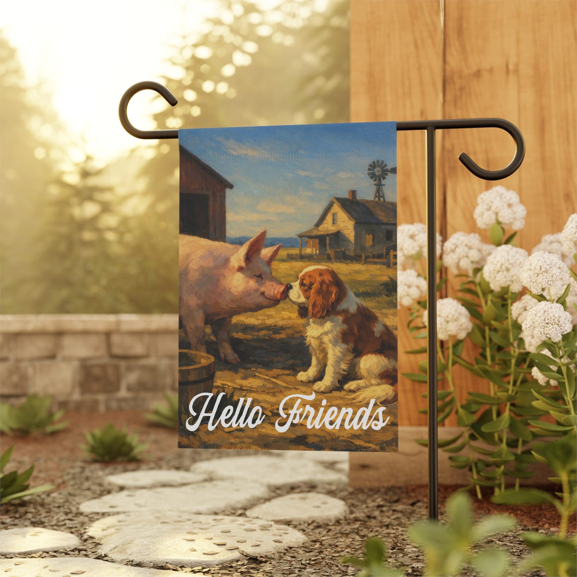Personalized Cavalier Farm Pig Garden Flag