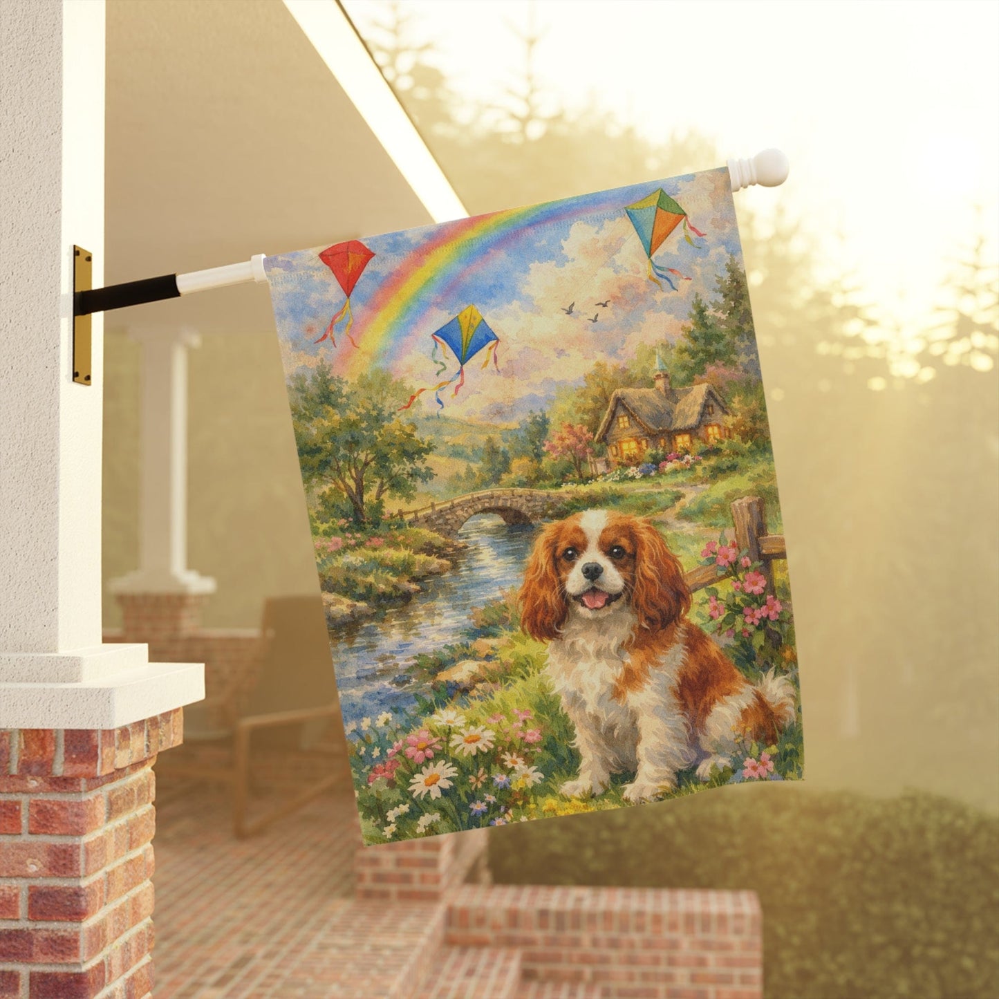 Personalized Cavalier Fly a Kite Garden Flag