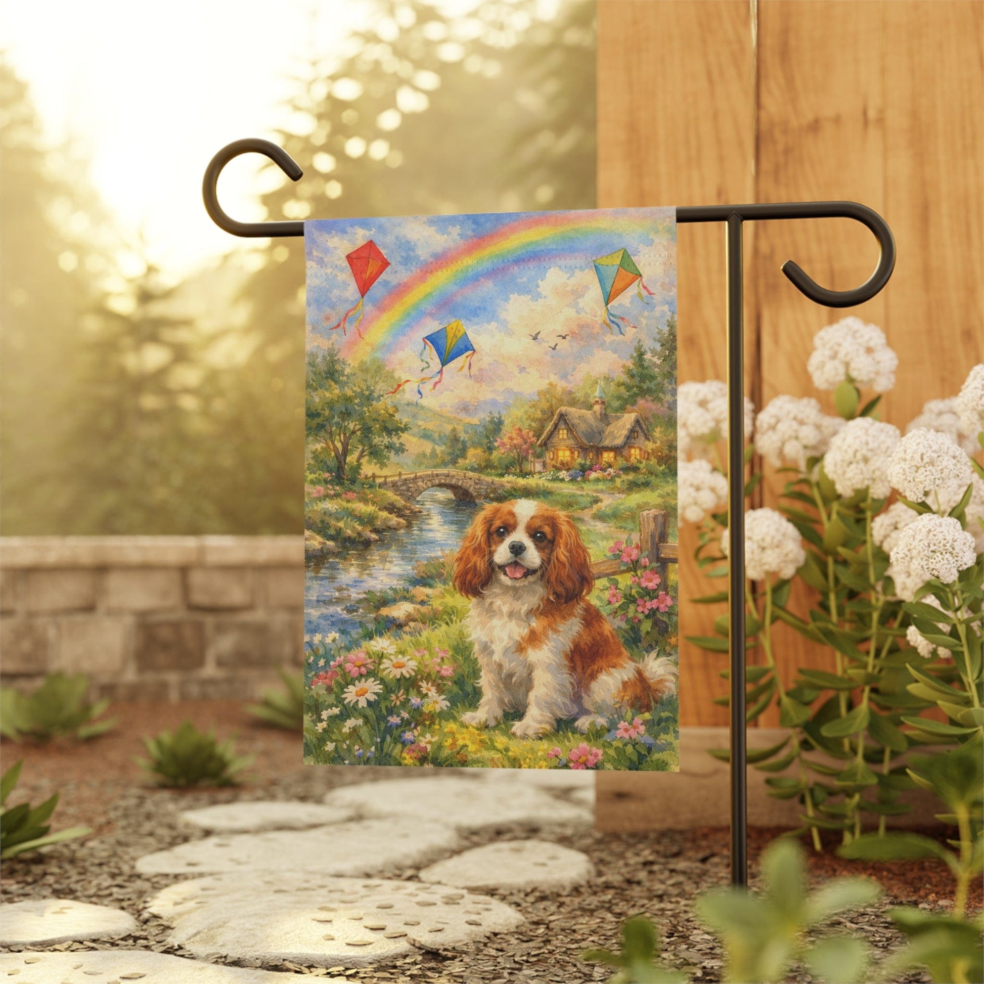 Personalized Cavalier Fly a Kite Garden Flag