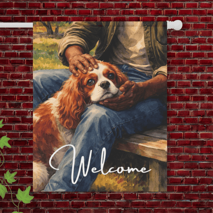 Personalized Cavalier Porch Cuddles Garden Flag 24.5'' × 32''