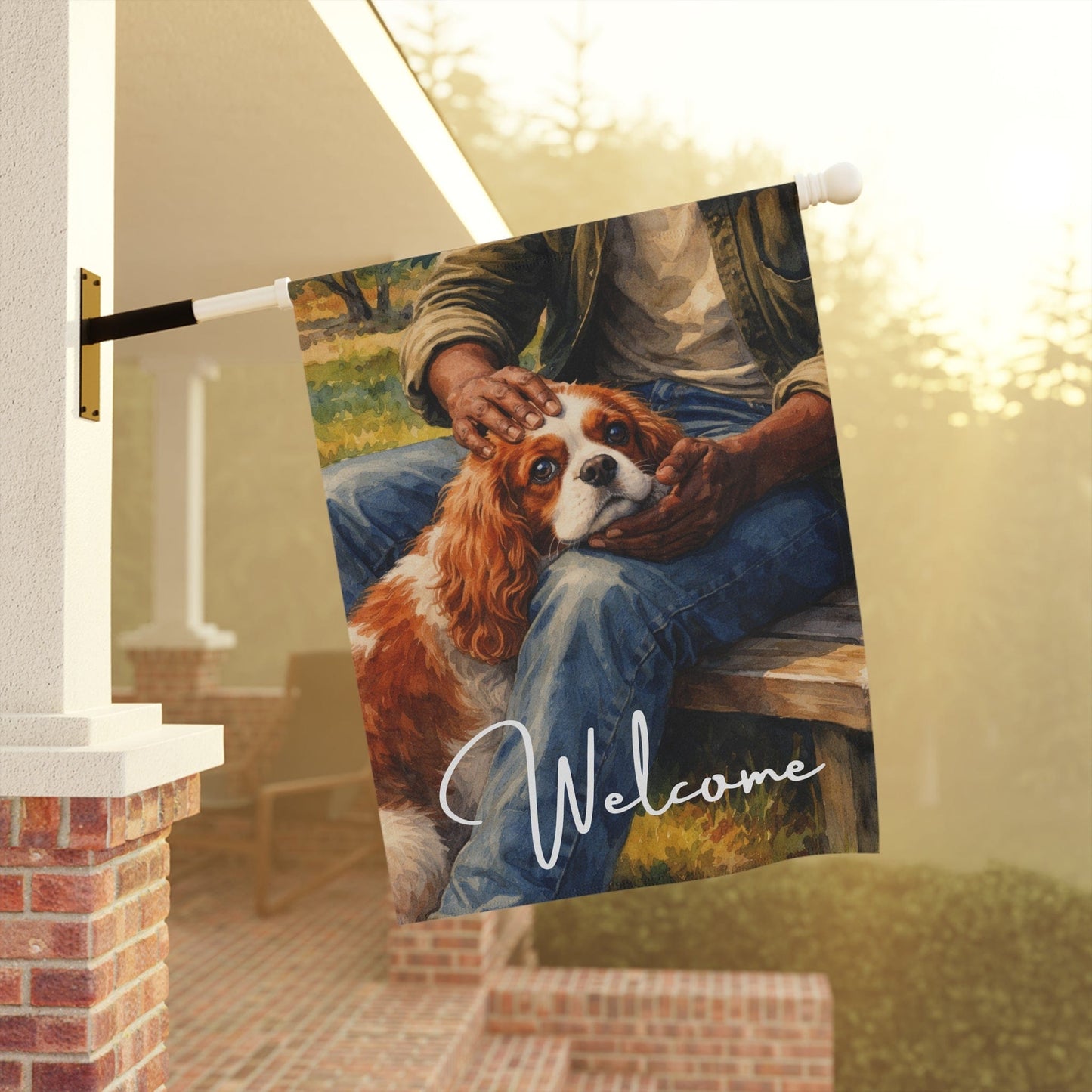 Personalized Cavalier Porch Cuddles Garden Flag