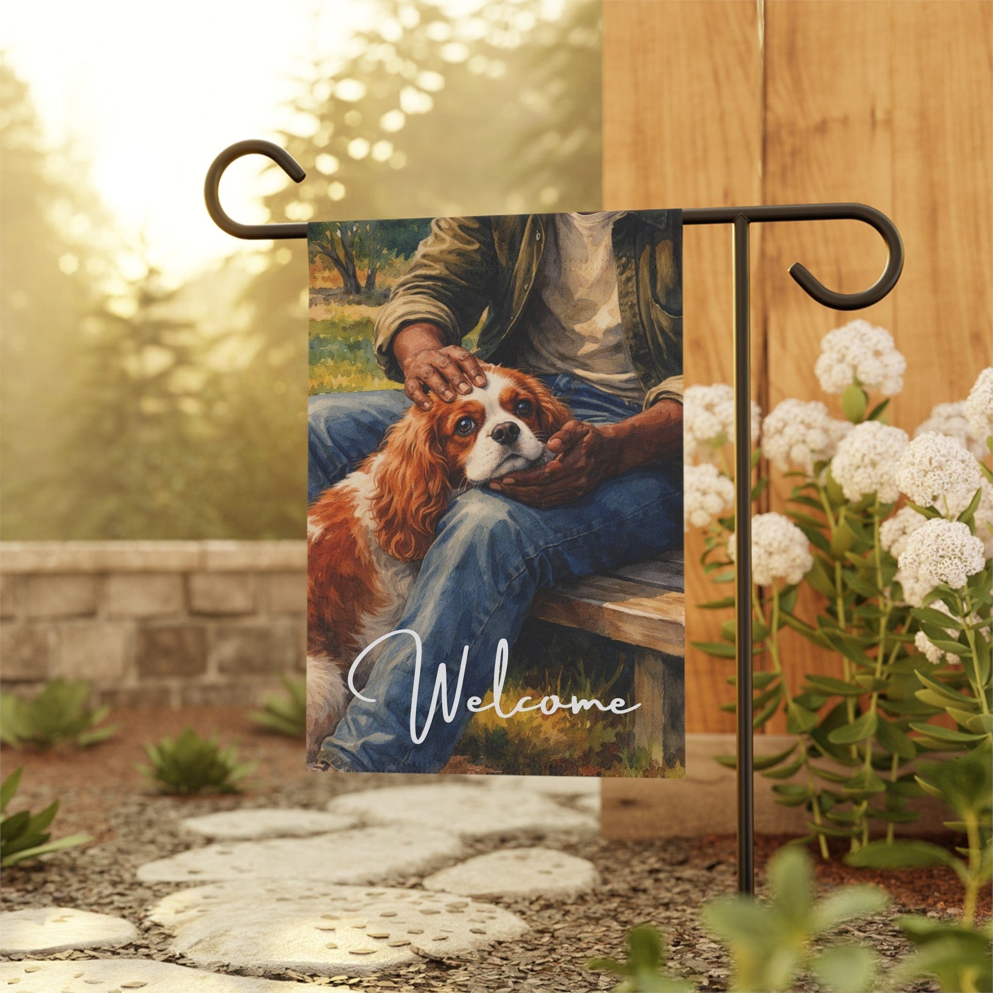 Personalized Cavalier Porch Cuddles Garden Flag