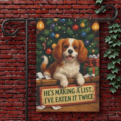 Blenheim Cavalier Funny Christmas Flag 12'' × 18''