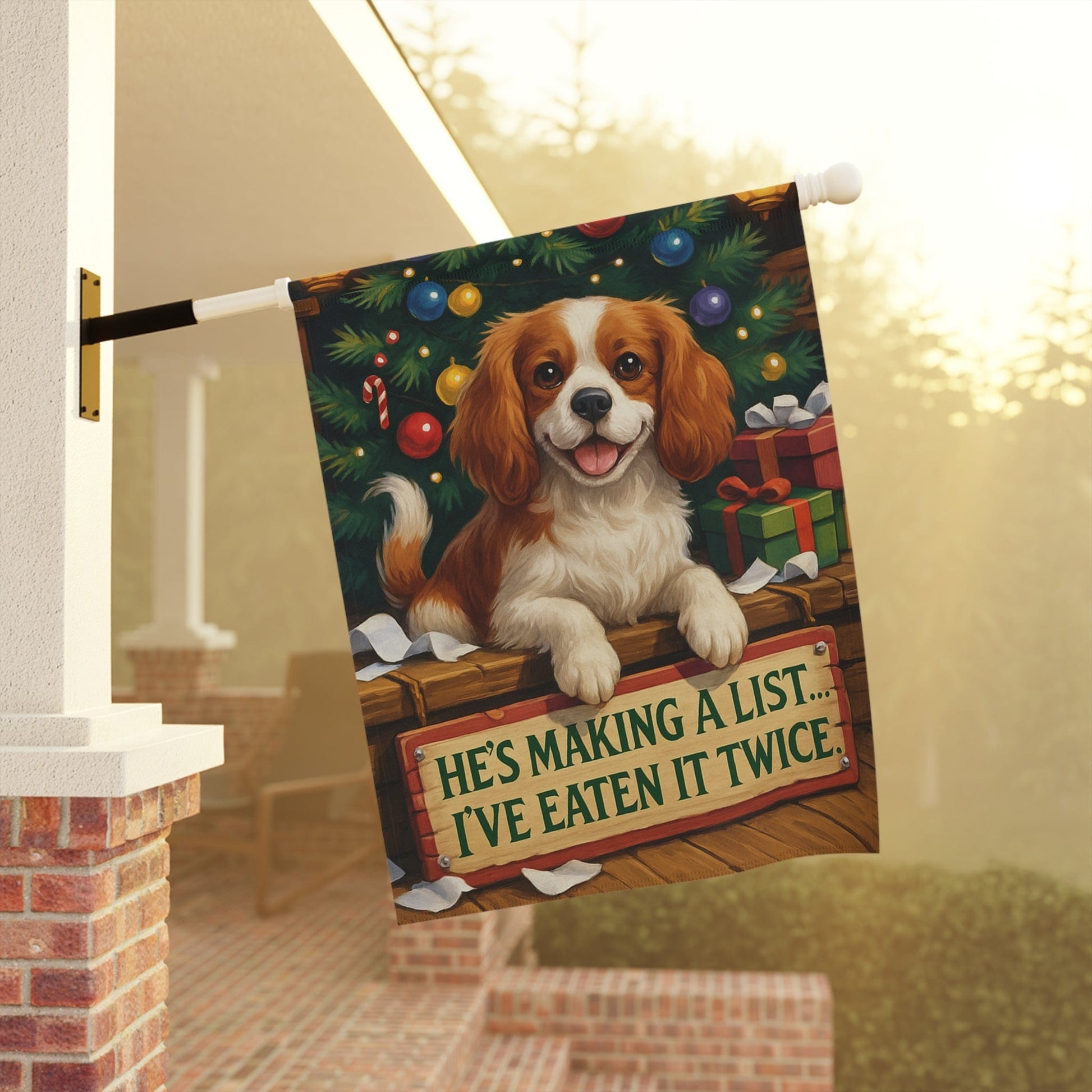 Blenheim Cavalier Funny Christmas Flag