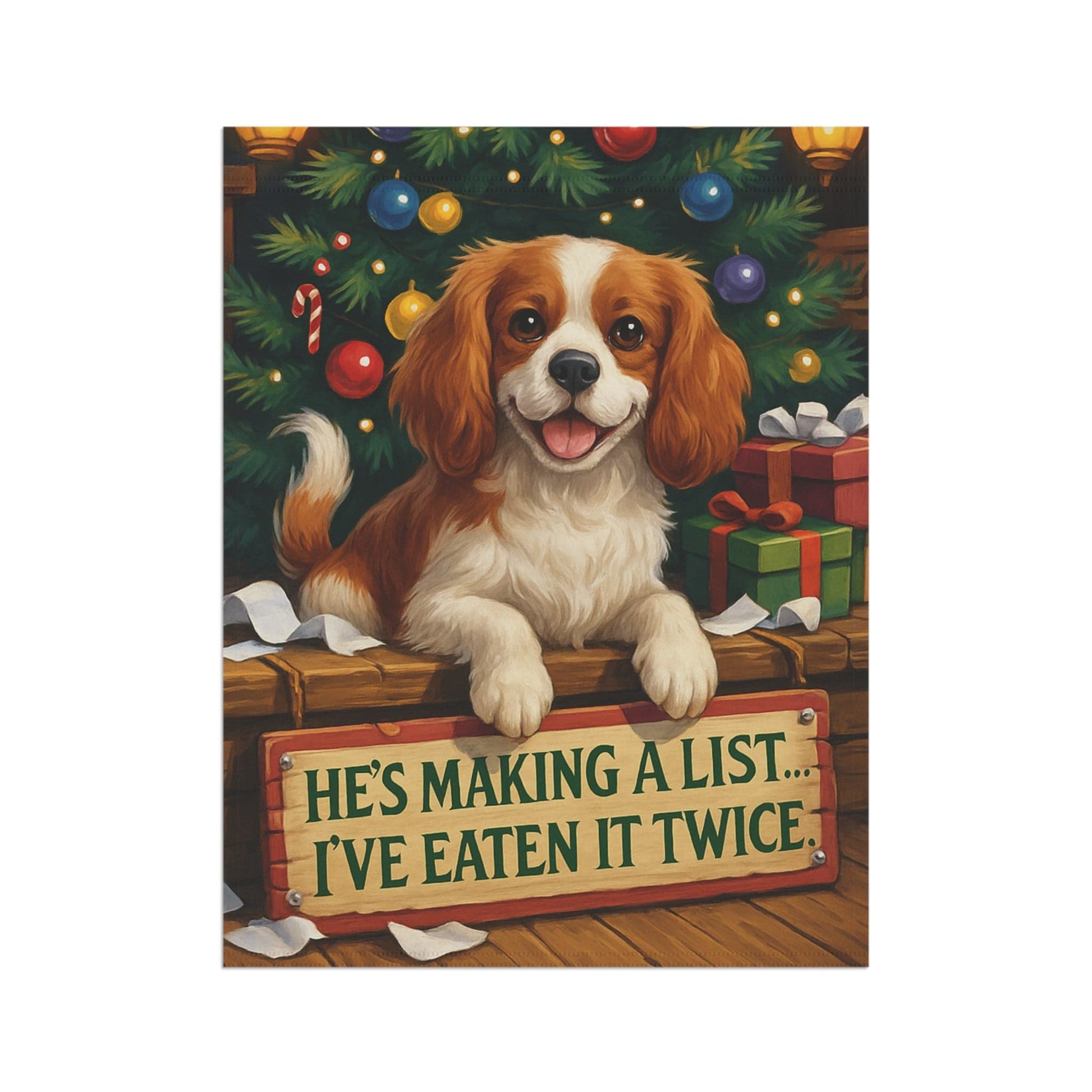 Blenheim Cavalier Funny Christmas Flag