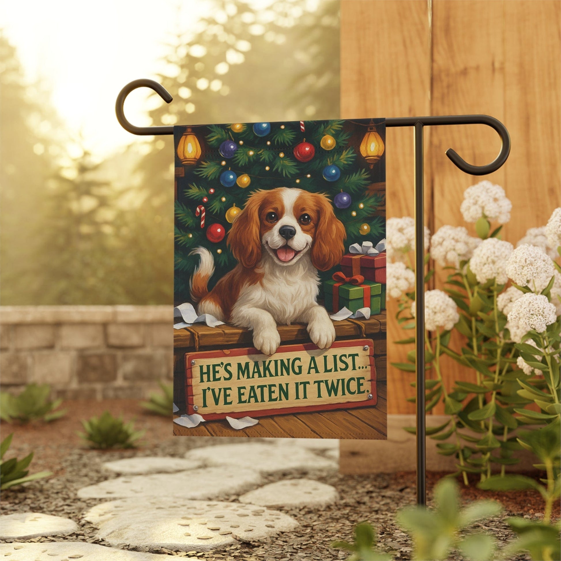 Blenheim Cavalier Funny Christmas Flag