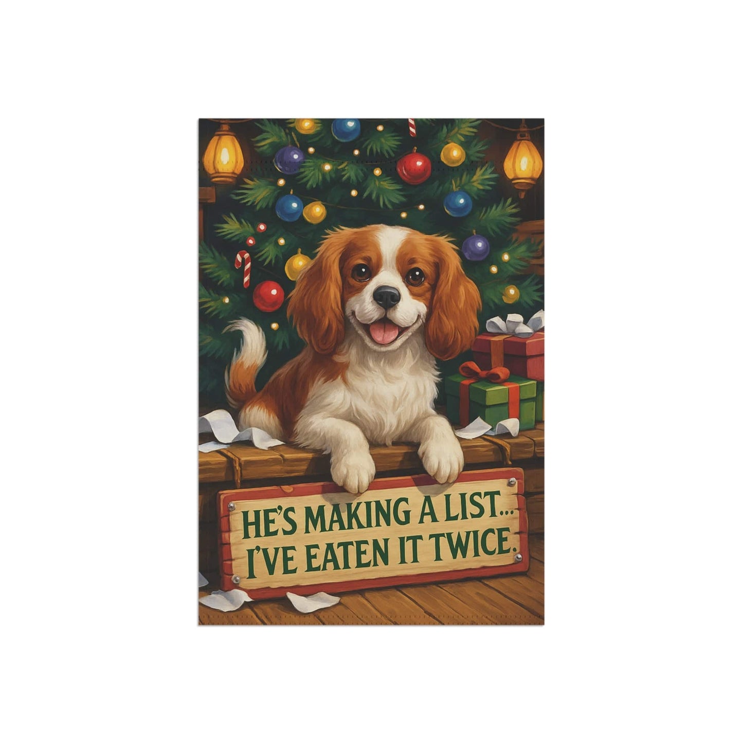 Blenheim Cavalier Funny Christmas Flag