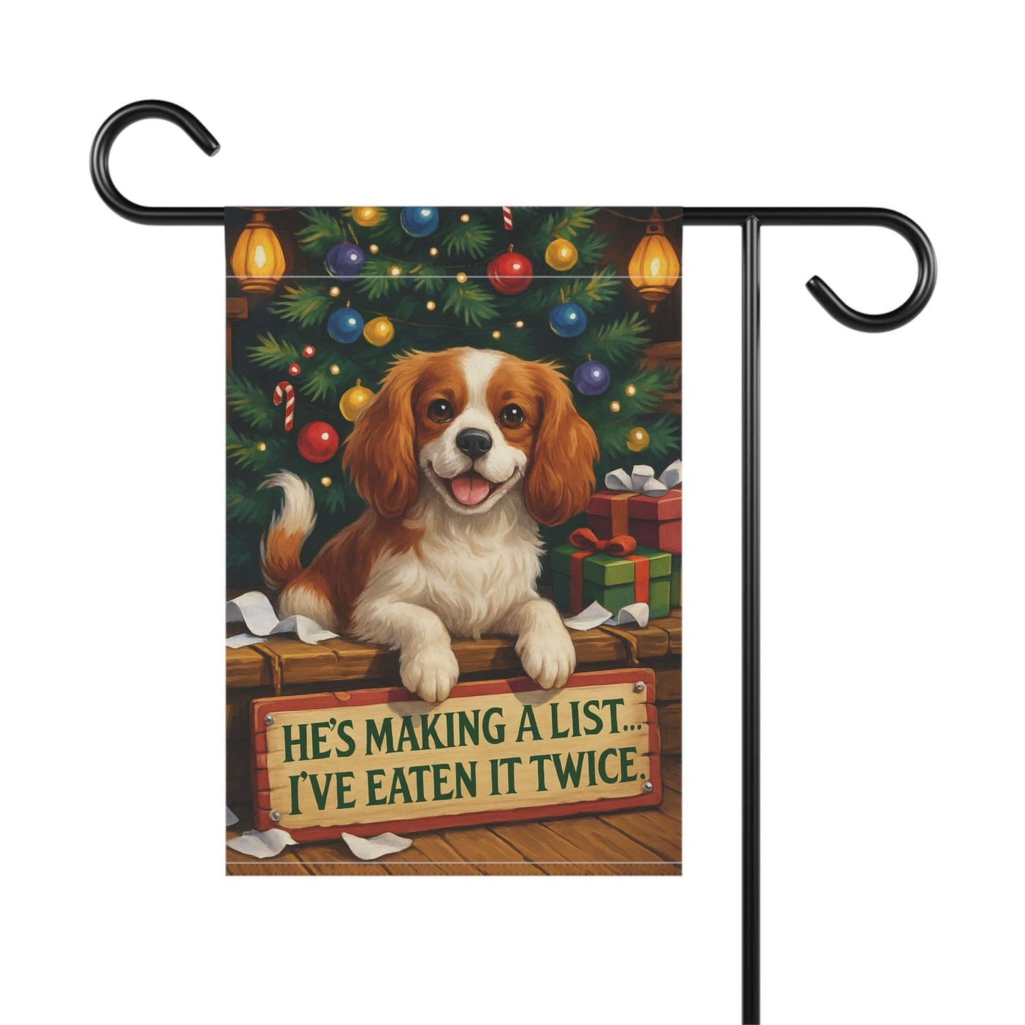 Blenheim Cavalier Funny Christmas Flag