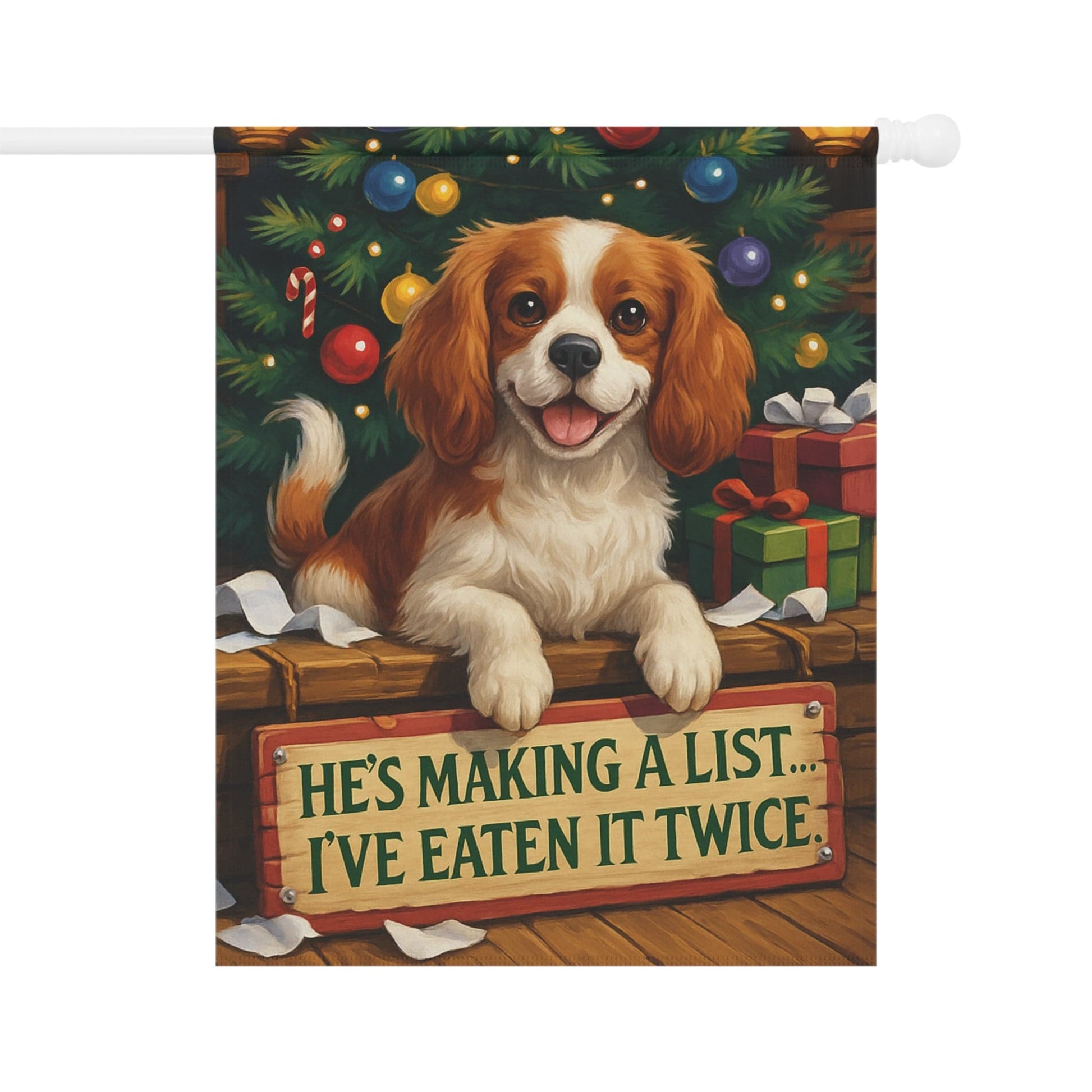 Blenheim Cavalier Funny Christmas Flag