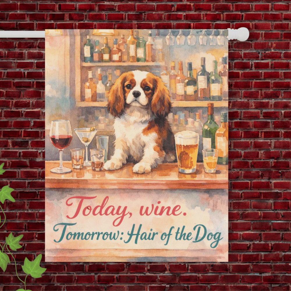 Blenheim Cavalier Funny Drinking Garden Flag 24.5'' × 32''