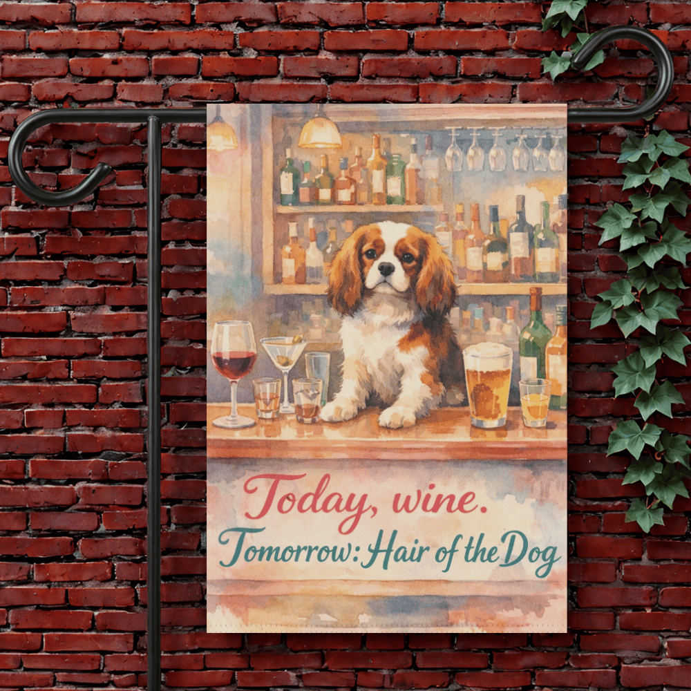 Blenheim Cavalier Funny Drinking Garden Flag 12'' × 18''