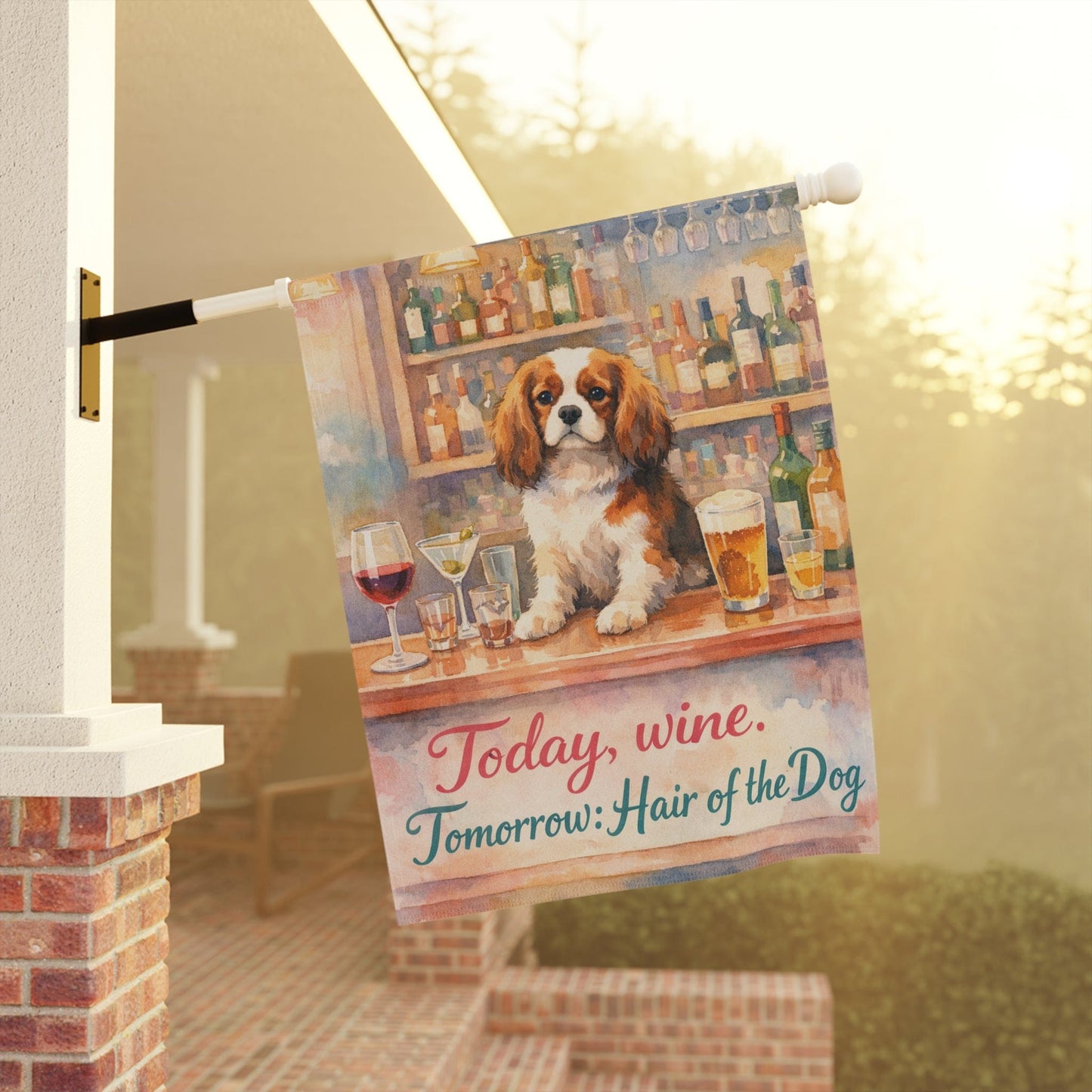 Blenheim Cavalier Funny Drinking Garden Flag