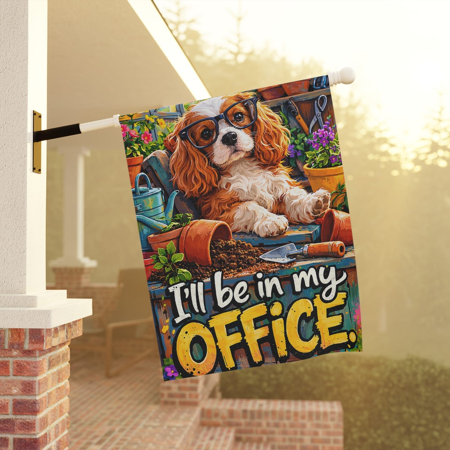 Personalized Cavalier Gardening Garden Flag