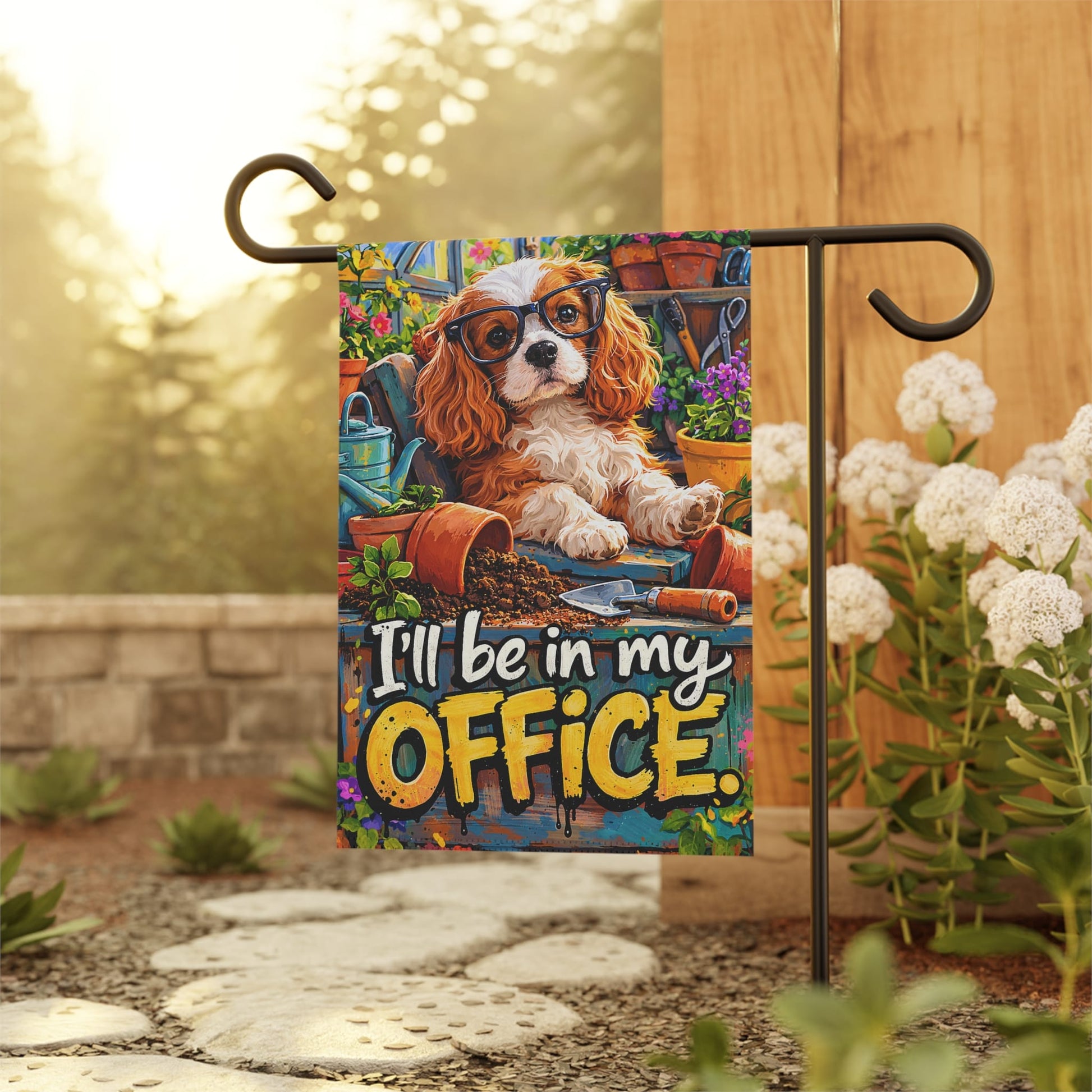 Personalized Cavalier Gardening Garden Flag
