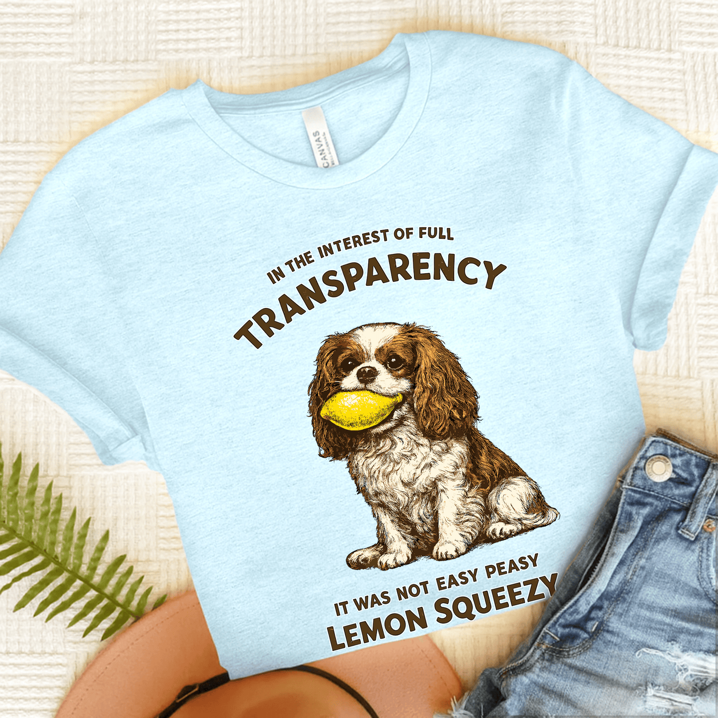 Personalized Cavalier Lemon Squeezy Unisex TShirt Heather Ice Blue