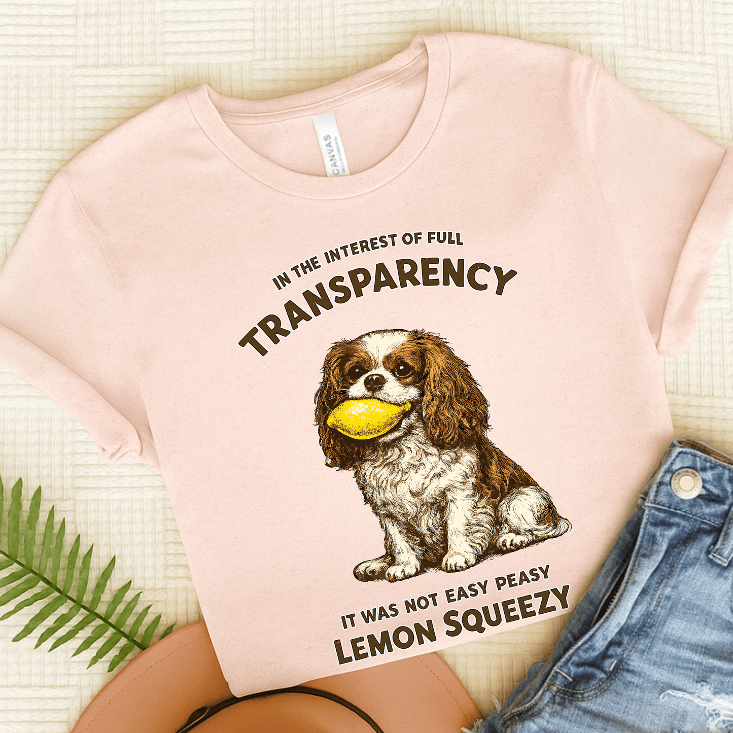 Personalized Cavalier Lemon Squeezy Unisex TShirt Soft Pink