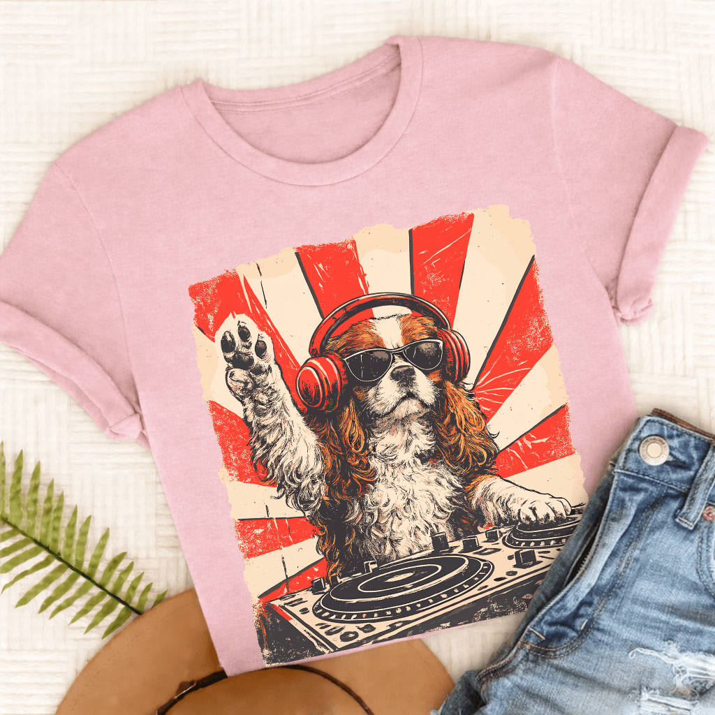Blenheim Cavalier Funny Music DJ Unisex TShirt Comfort Colors Blossom