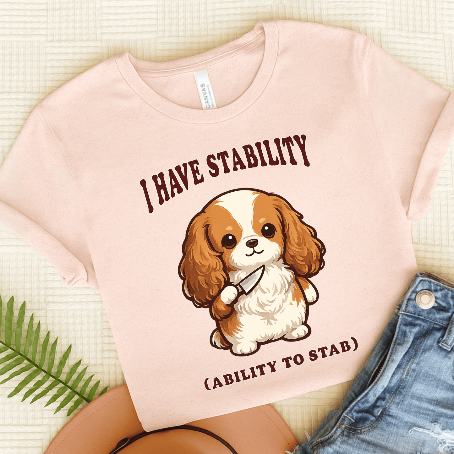 Personalized Cavalier Stability Unisex TShirt Soft Pink