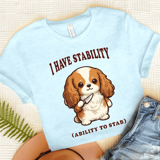 Personalized Cavalier Stability Unisex TShirt Heather Ice Blue