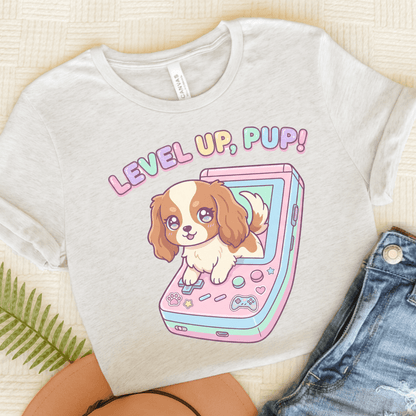 Personalized Cavalier Gamer Pup Unisex Tshirt Ash