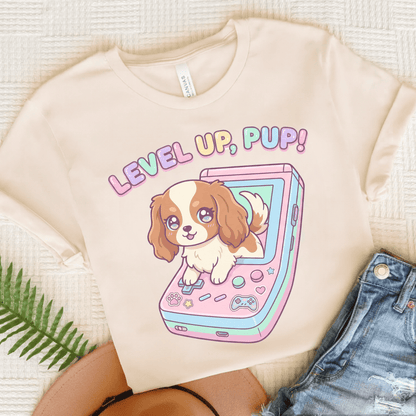 Personalized Cavalier Gamer Pup Unisex Tshirt Natural