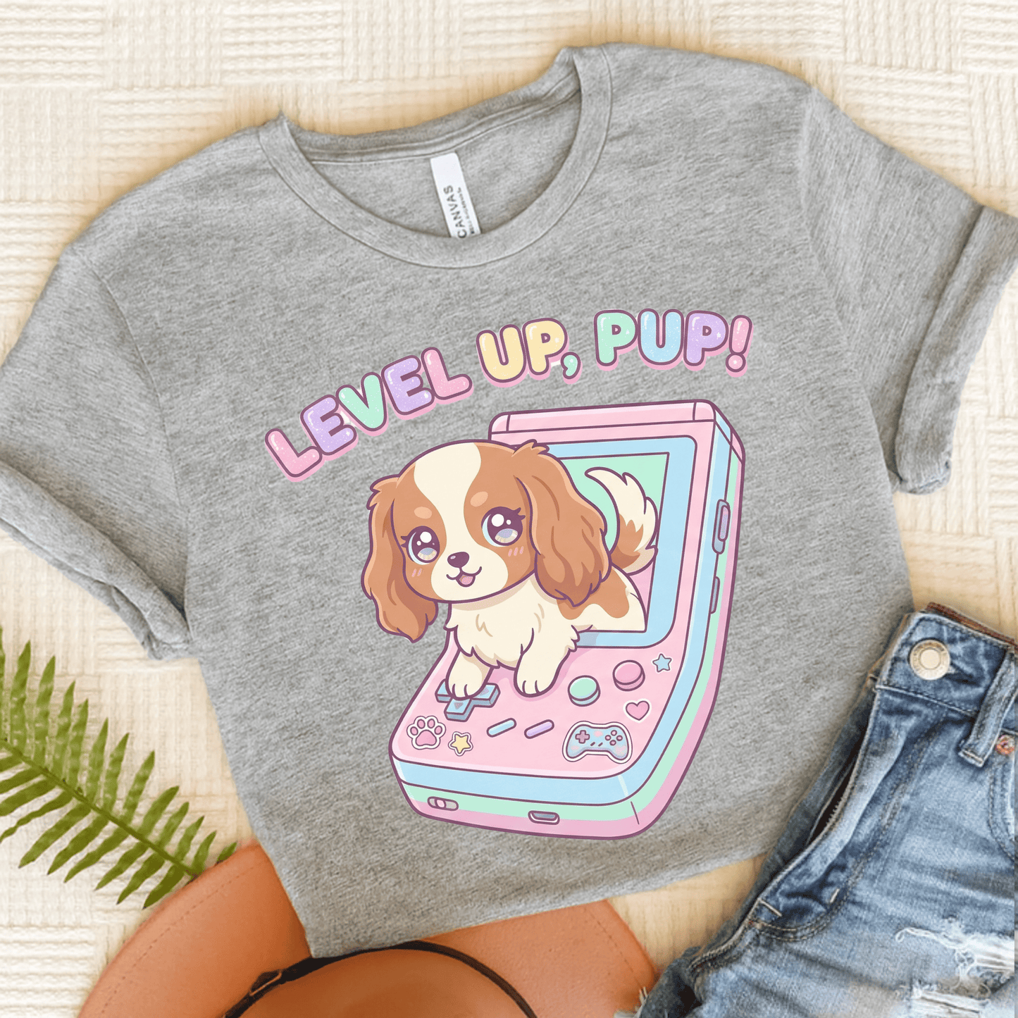 Personalized Cavalier Gamer Pup Unisex Tshirt Athletic Heather