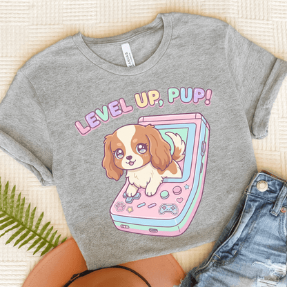 Personalized Cavalier Gamer Pup Unisex Tshirt Athletic Heather