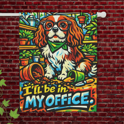 Personalized Cavalier In My Office Garden Flag 24.5'' × 32''