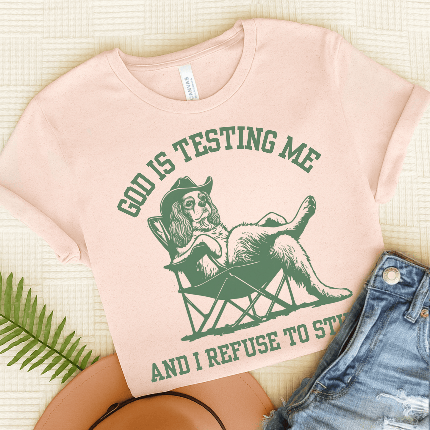 Personalized Cavalier God is Testing Unisex Tshirt Soft Pink
