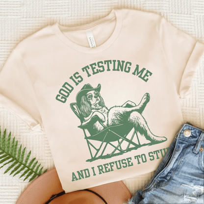 Personalized Cavalier God is Testing Unisex Tshirt Natural
