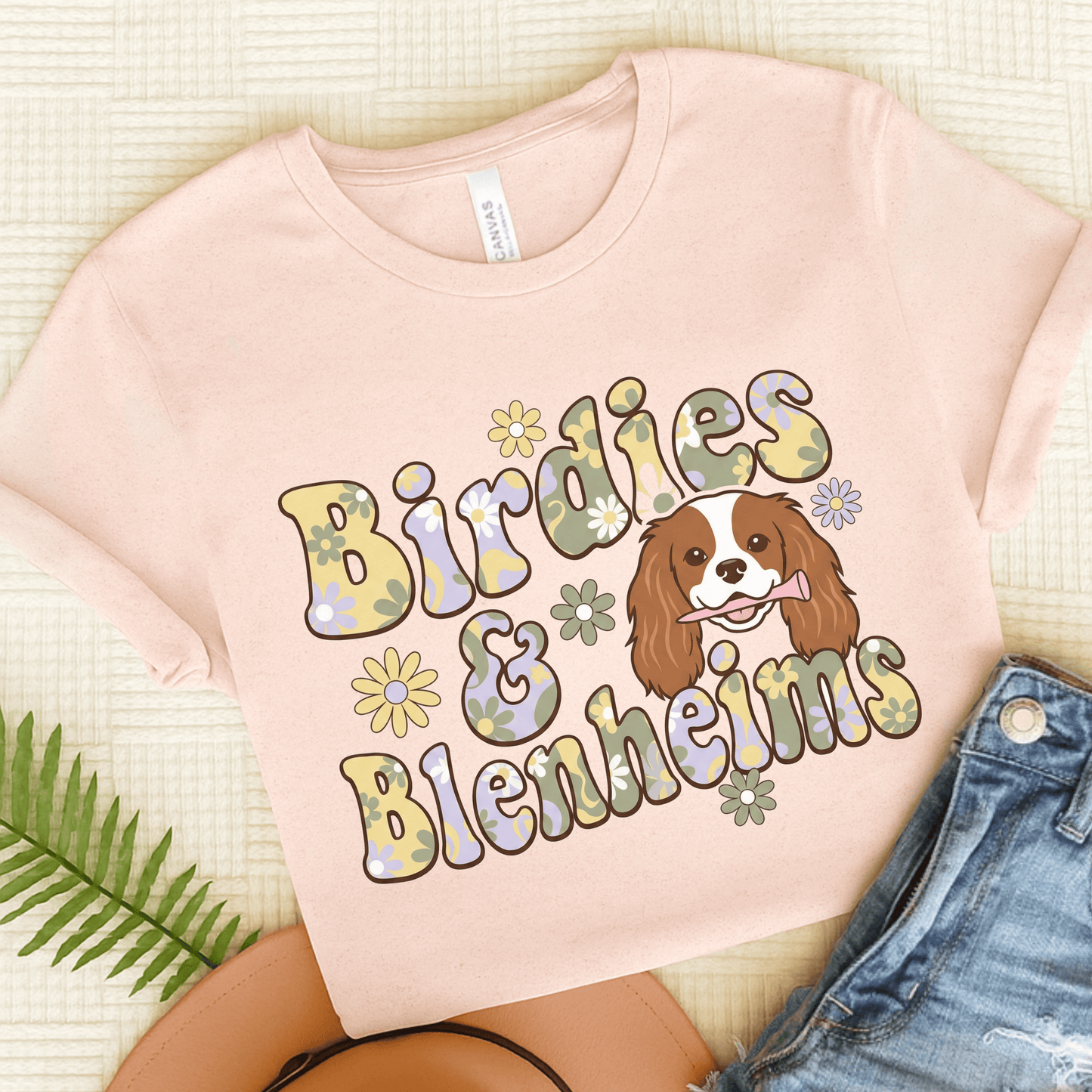 Personalized Cavalier Golf Hippie Unisex Tshirt Soft Pink