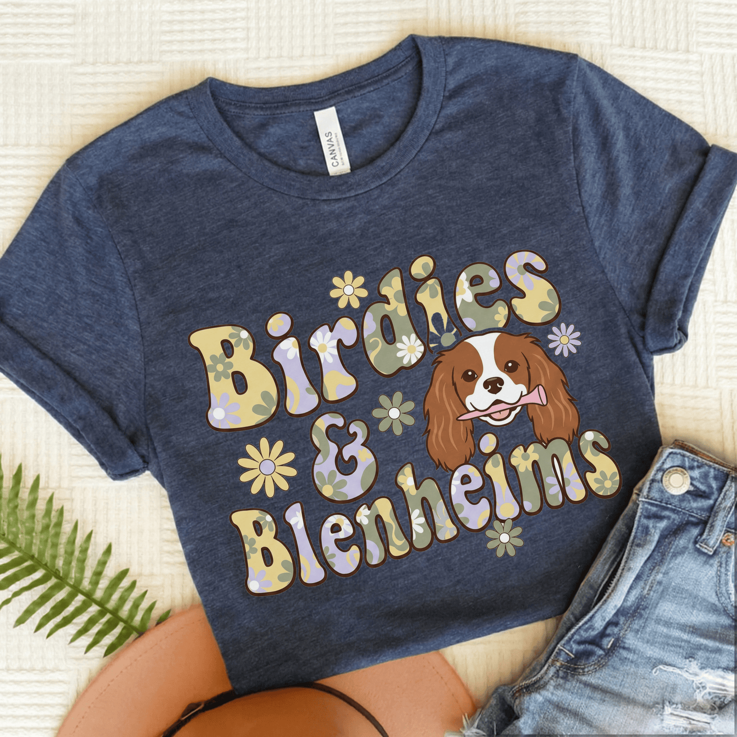 Personalized Cavalier Golf Hippie Unisex Tshirt Heather Navy