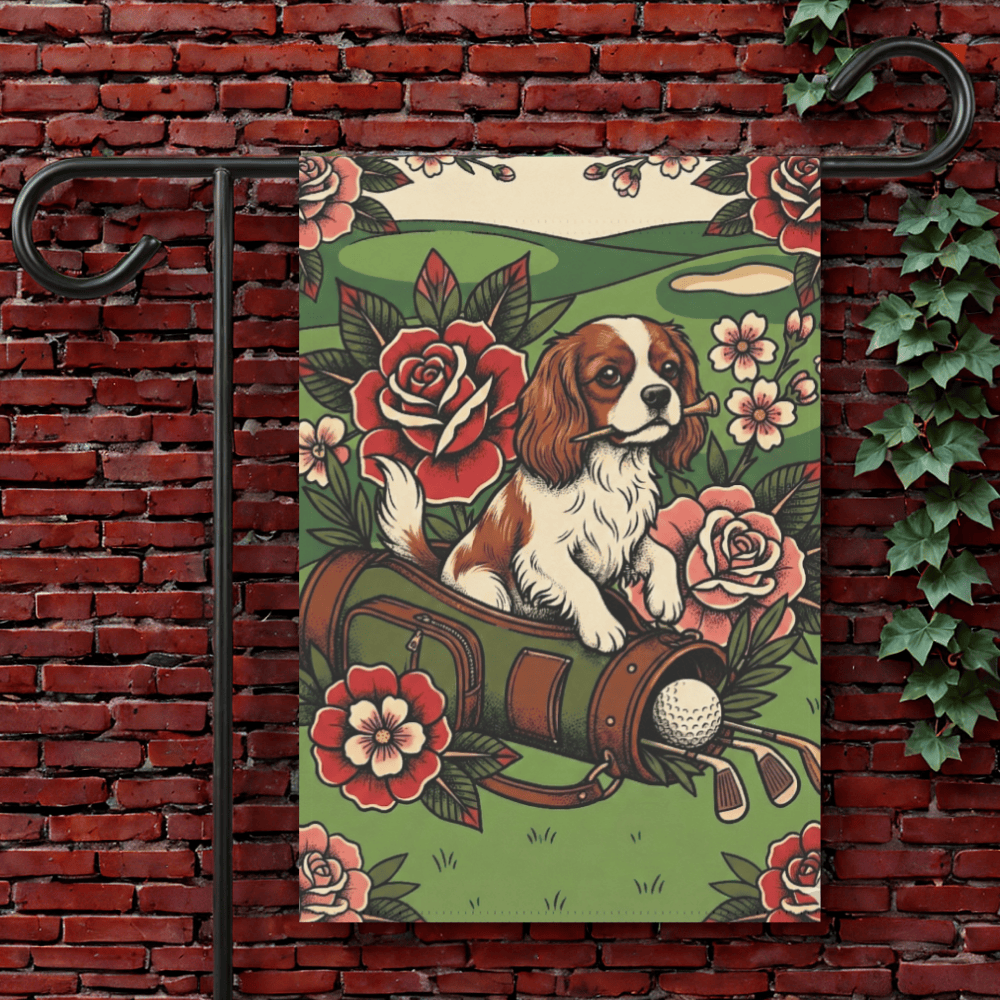 Personalized Cavalier Golfing Dog Yard Flag 12'' × 18''
