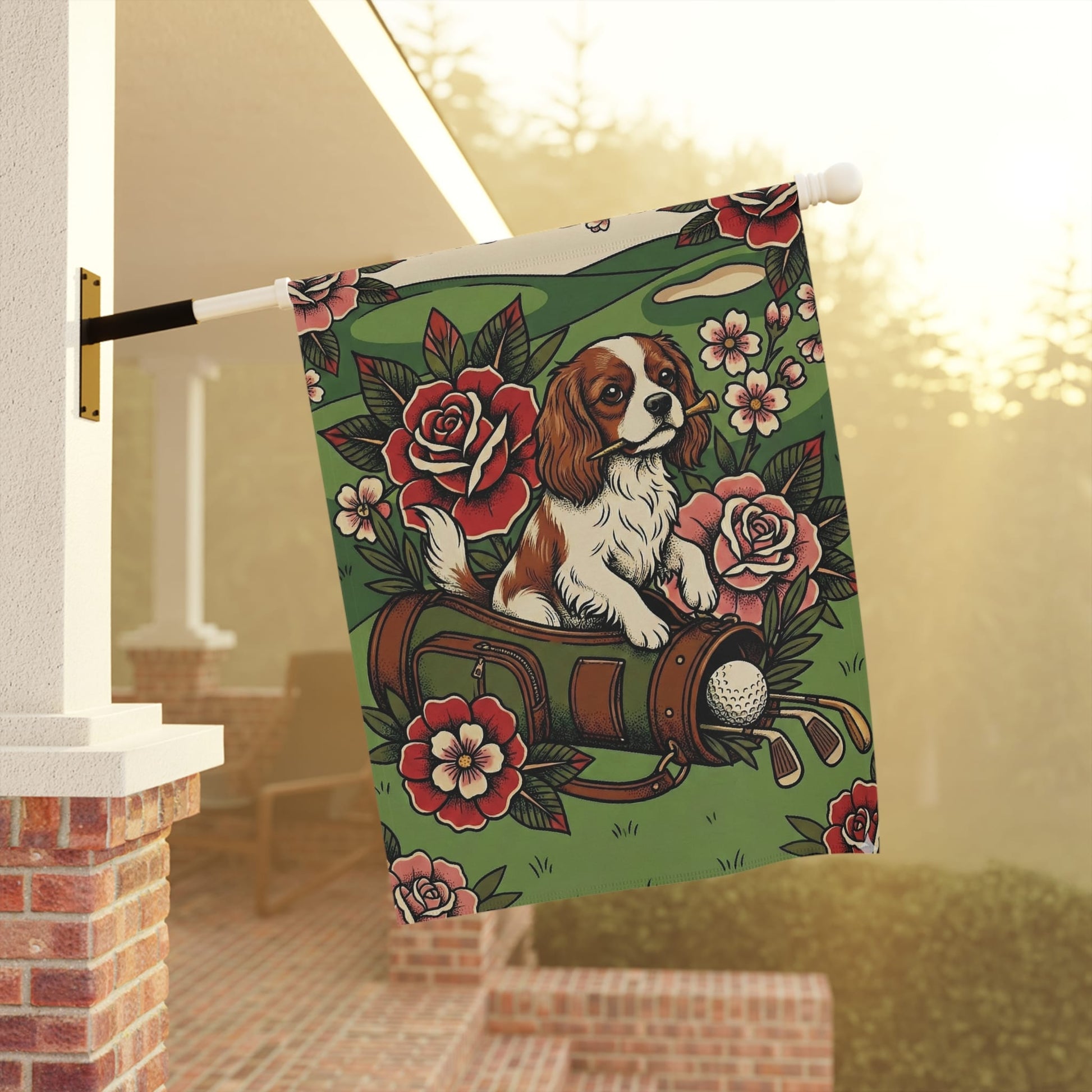 Personalized Cavalier Golfing Dog Yard Flag