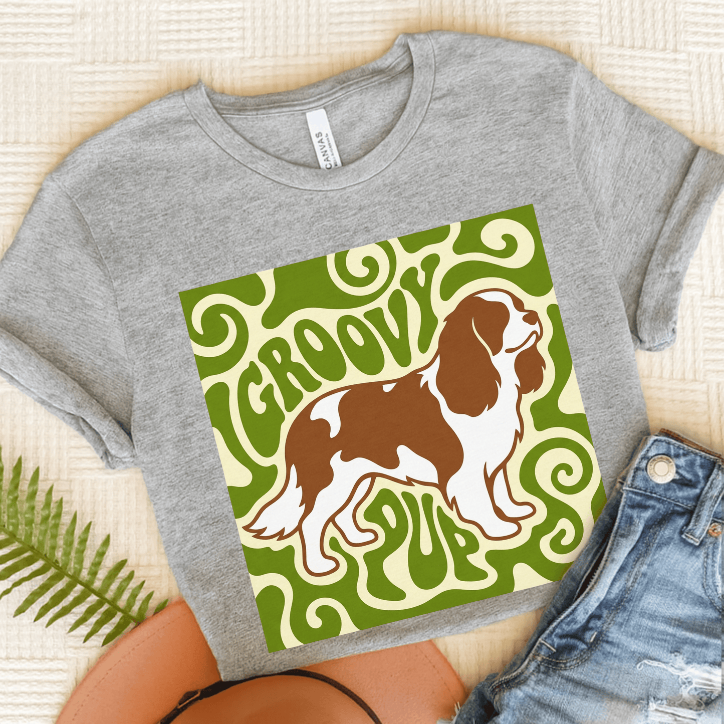 Personalized Cavalier Groovy Pup Unisex Tshirt Athletic Heather