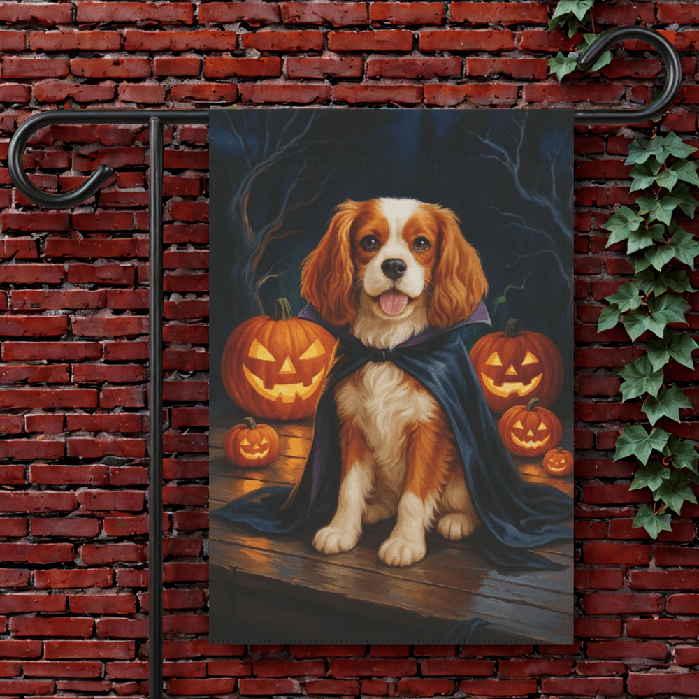 Printify Garden Flag 12'' × 18'' Blenheim Cavalier Halloween Yard Flag
