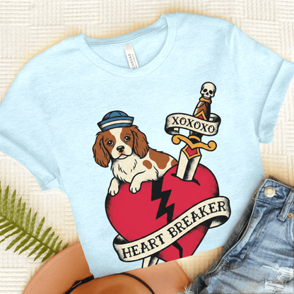 Personalized Cavalier Heart Tattoo Unisex TShirt Heather Ice Blue