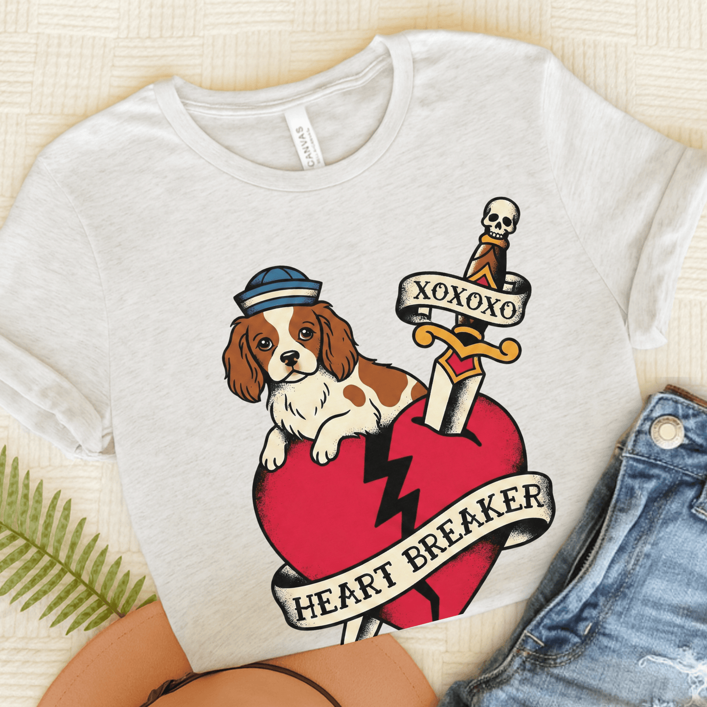 Personalized Cavalier Heart Tattoo Unisex TShirt Ash