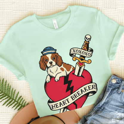 Personalized Cavalier Heart Tattoo Unisex TShirt Heather Mint