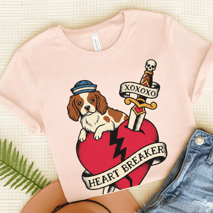 Personalized Cavalier Heart Tattoo Unisex TShirt Soft Pink