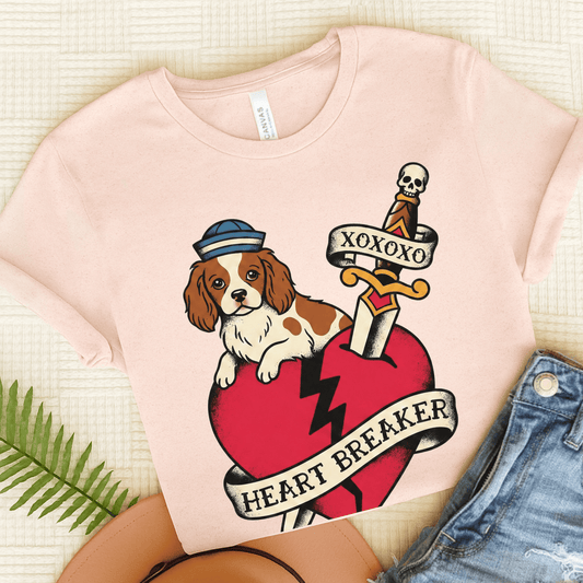 Personalized Cavalier Heart Tattoo Unisex TShirt Soft Pink