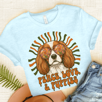 Personalized Cavalier Hippie Unisex TShirt Heather Ice Blue