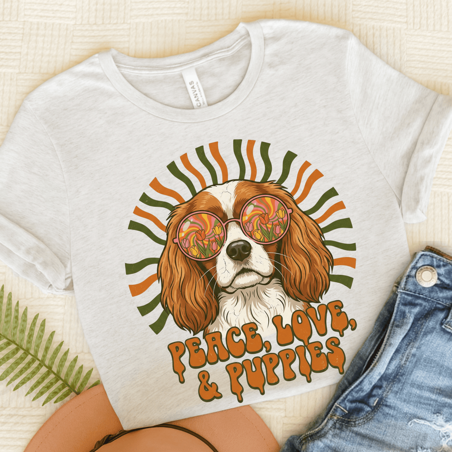 Personalized Cavalier Hippie Unisex TShirt Ash