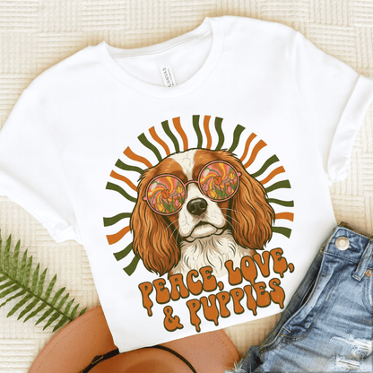 Personalized Cavalier Hippie Unisex TShirt White