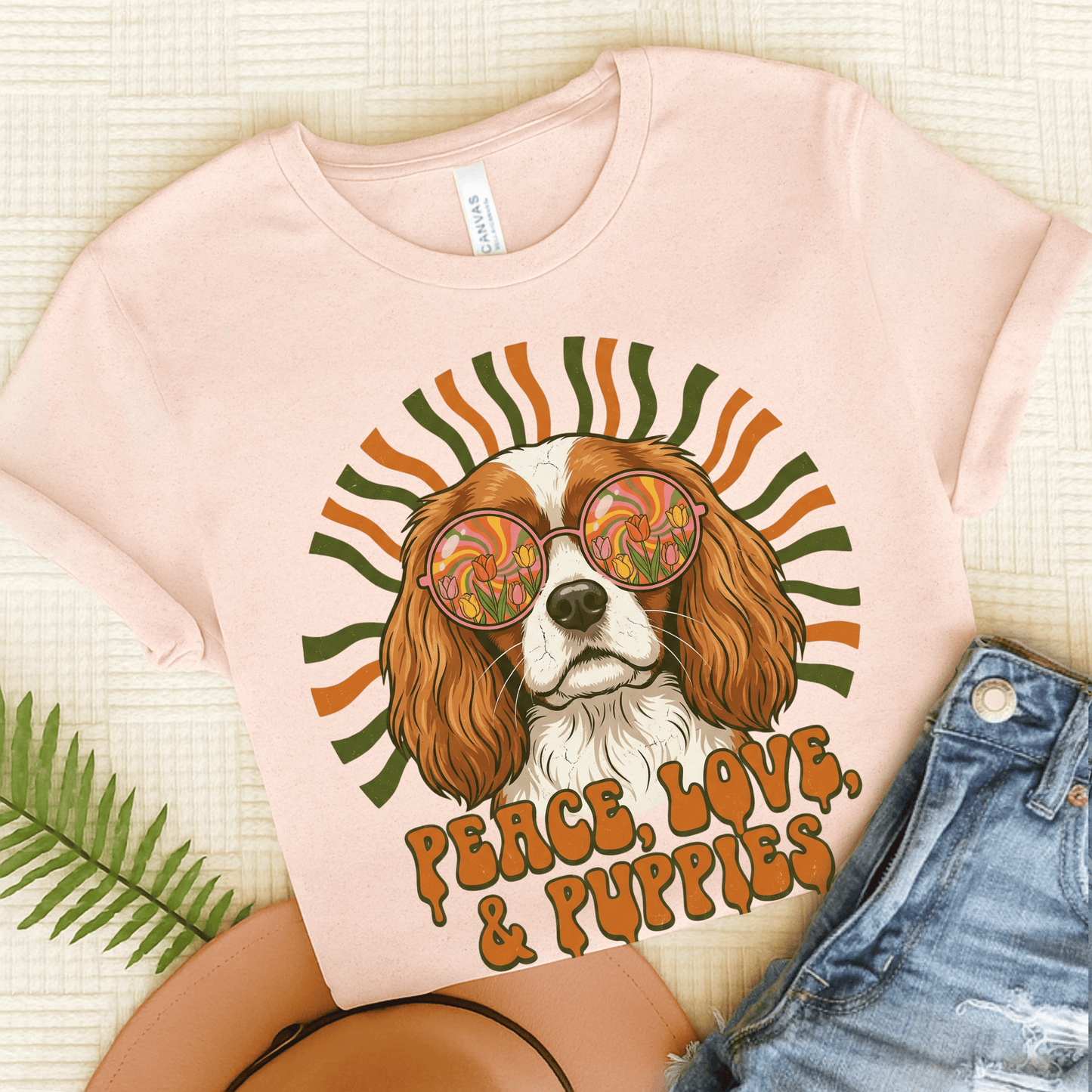 Personalized Cavalier Hippie Unisex TShirt Soft Pink