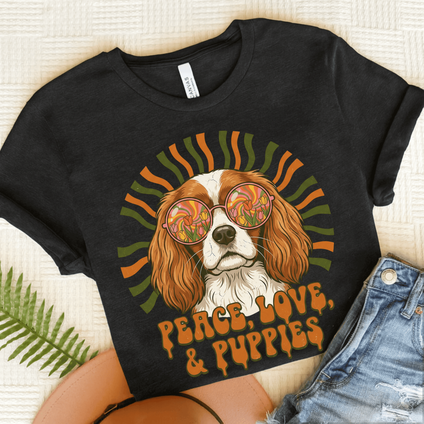 Personalized Cavalier Hippie Unisex TShirt Dark Grey Heather