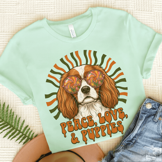 Personalized Cavalier Hippie Unisex TShirt Heather Mint