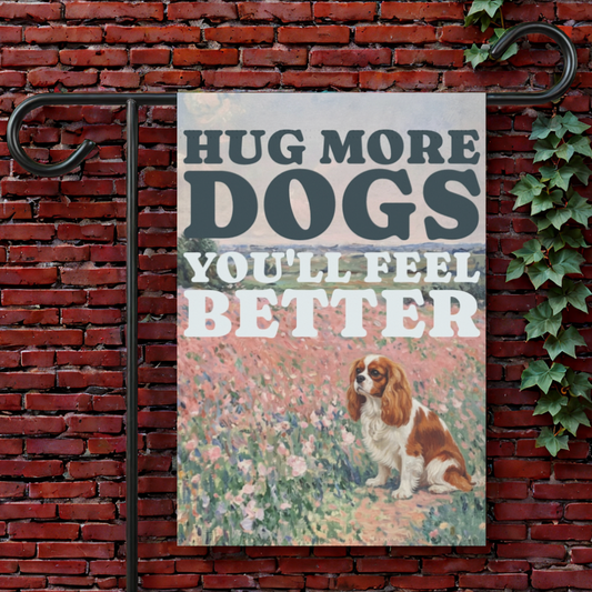 Personalized Cavalier Hug More Dogs Yard Flag 12'' × 18''