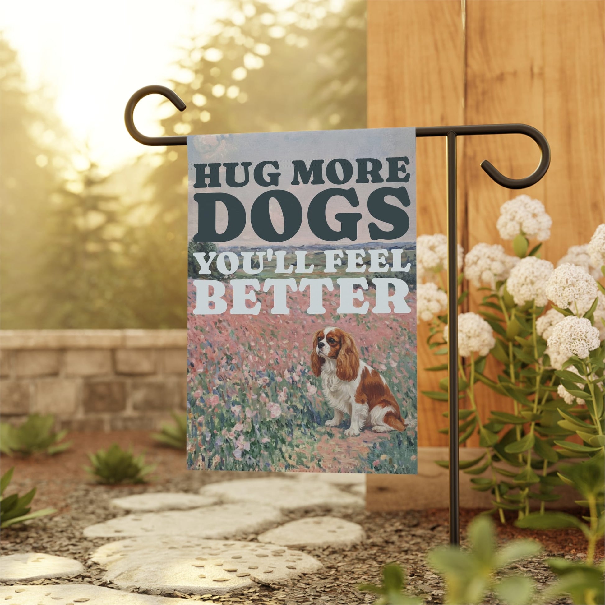 Personalized Cavalier Hug More Dogs Yard Flag